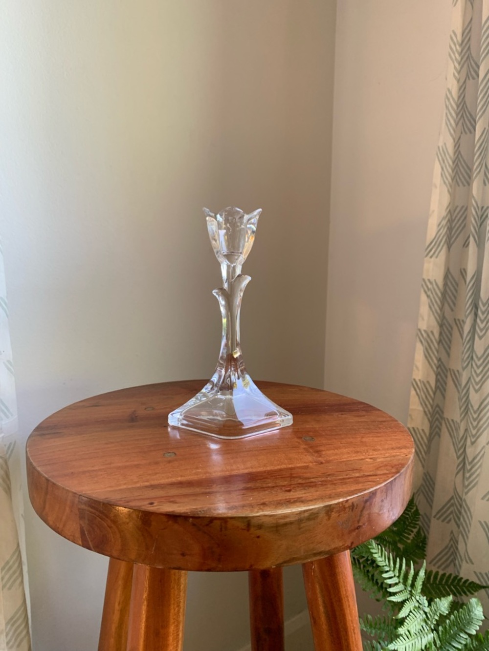 Clear Glass Floral Candle Holder